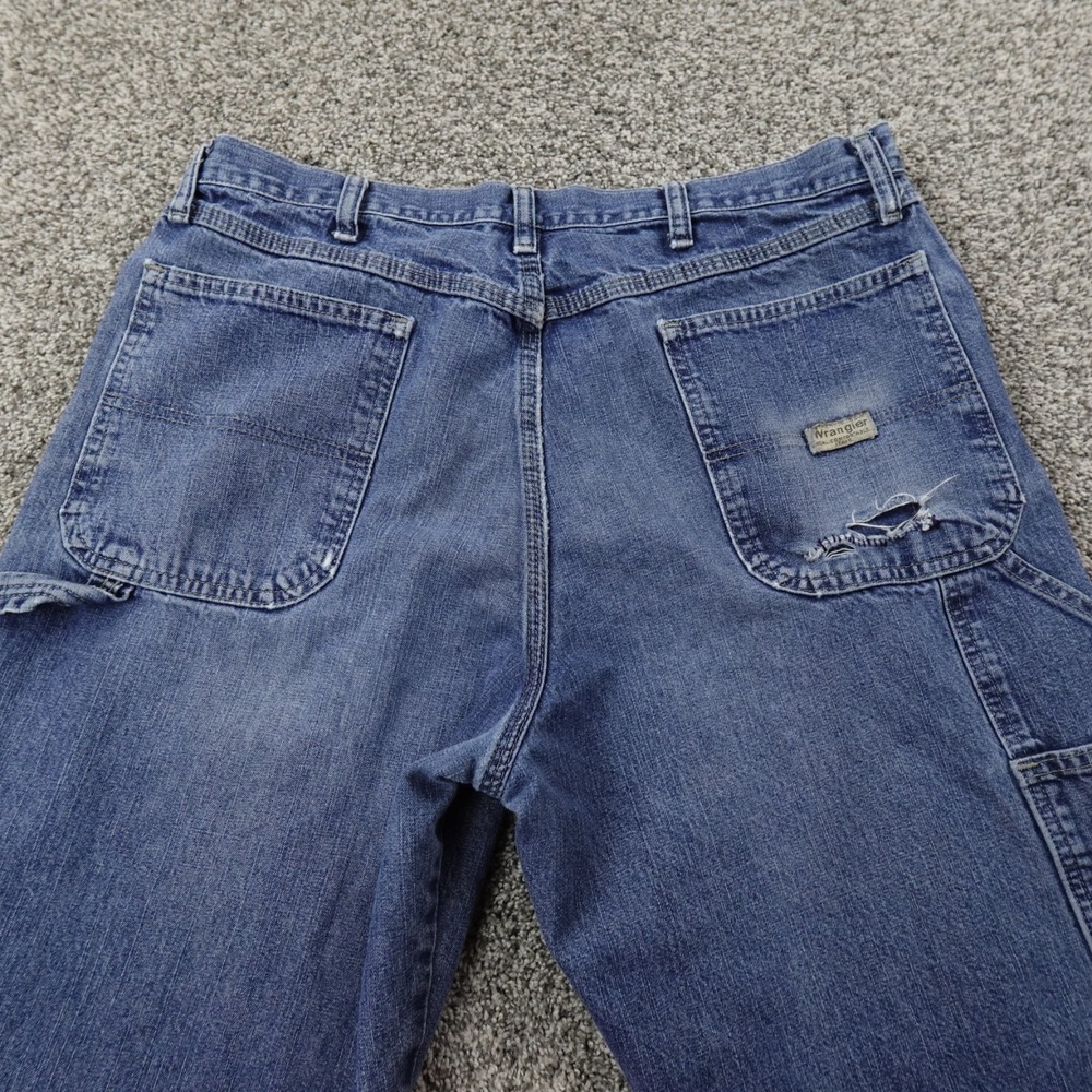 Wrangler Jeans Mens 36X34 Dark Blue Denim Carpenter Pants Cargo Grunge Work Dad‎